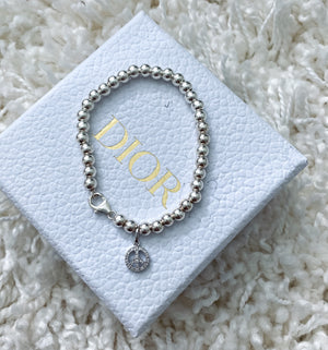 Silver Diamond Peace Bracelet