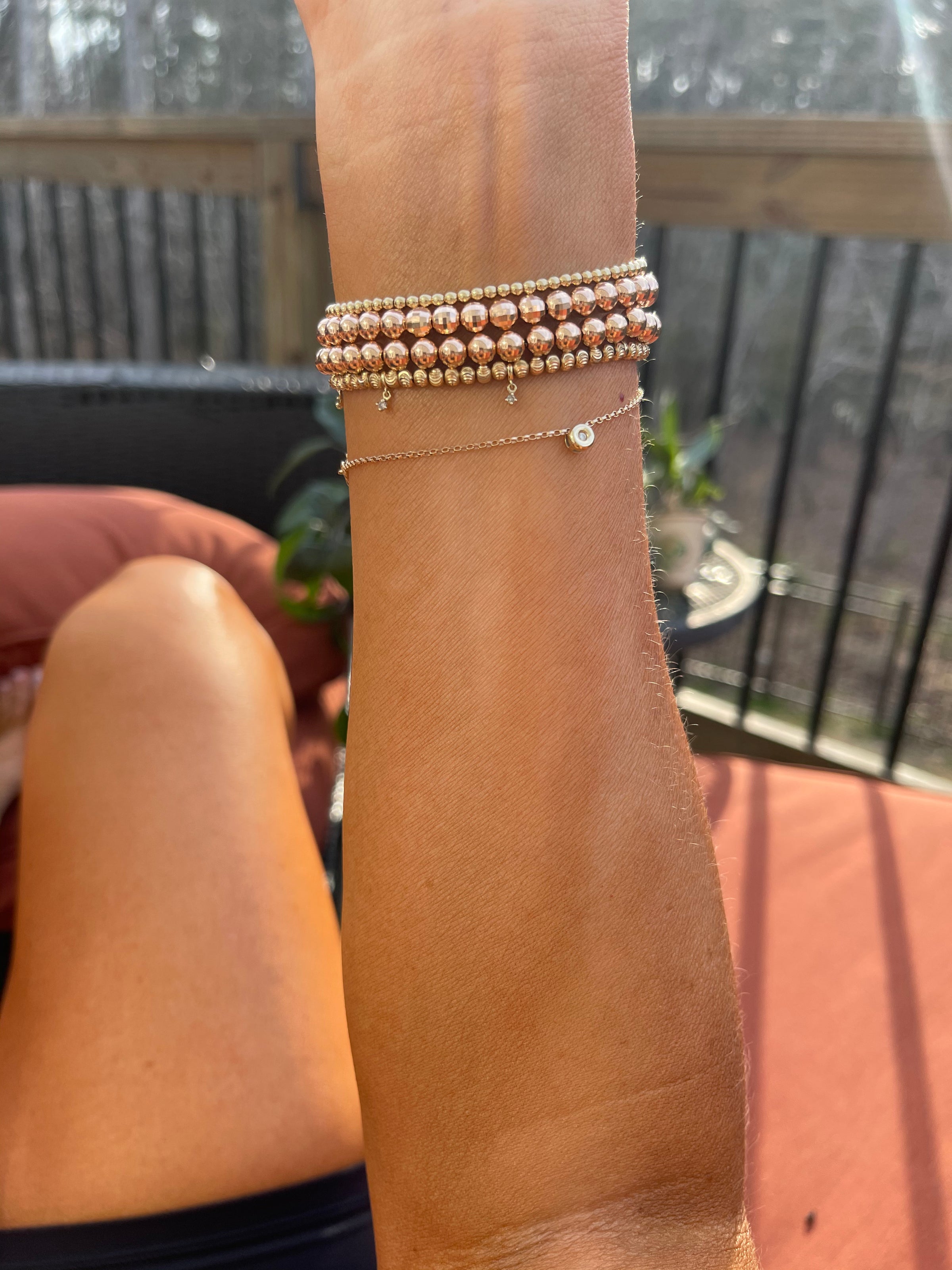 Gold Beaded Bracelet- 5mm